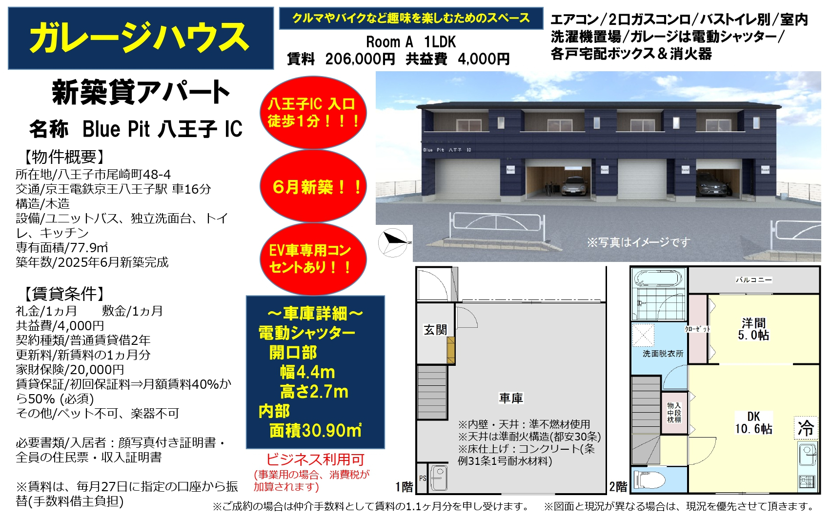 ブログ先行情報！東京都八王子市 新築賃貸ガレージハウス【Blue Pit 八王子 IC(ブルーピット八王子IC)】