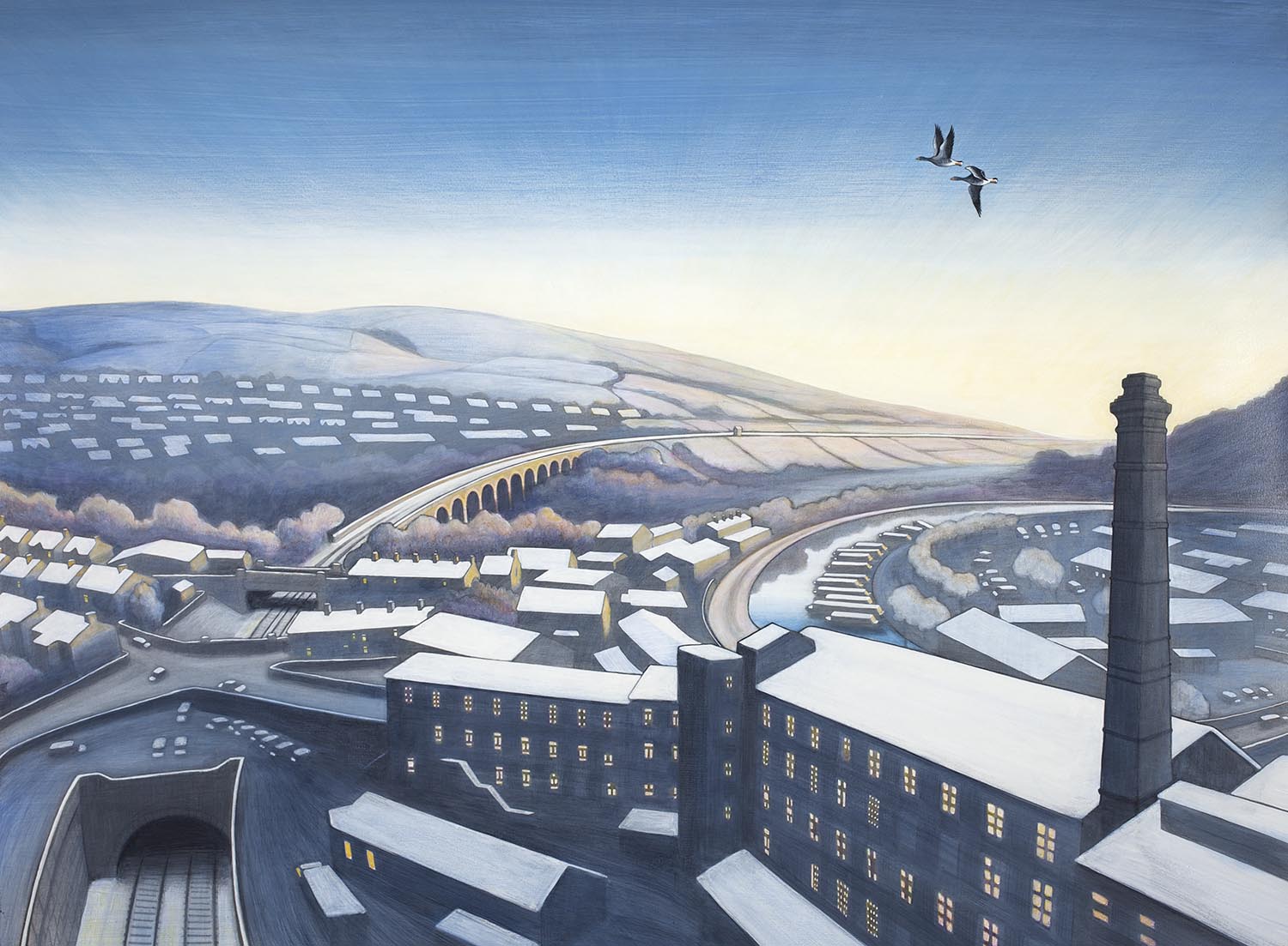 A New Dawn New Mills Art Print Clare Allan Art