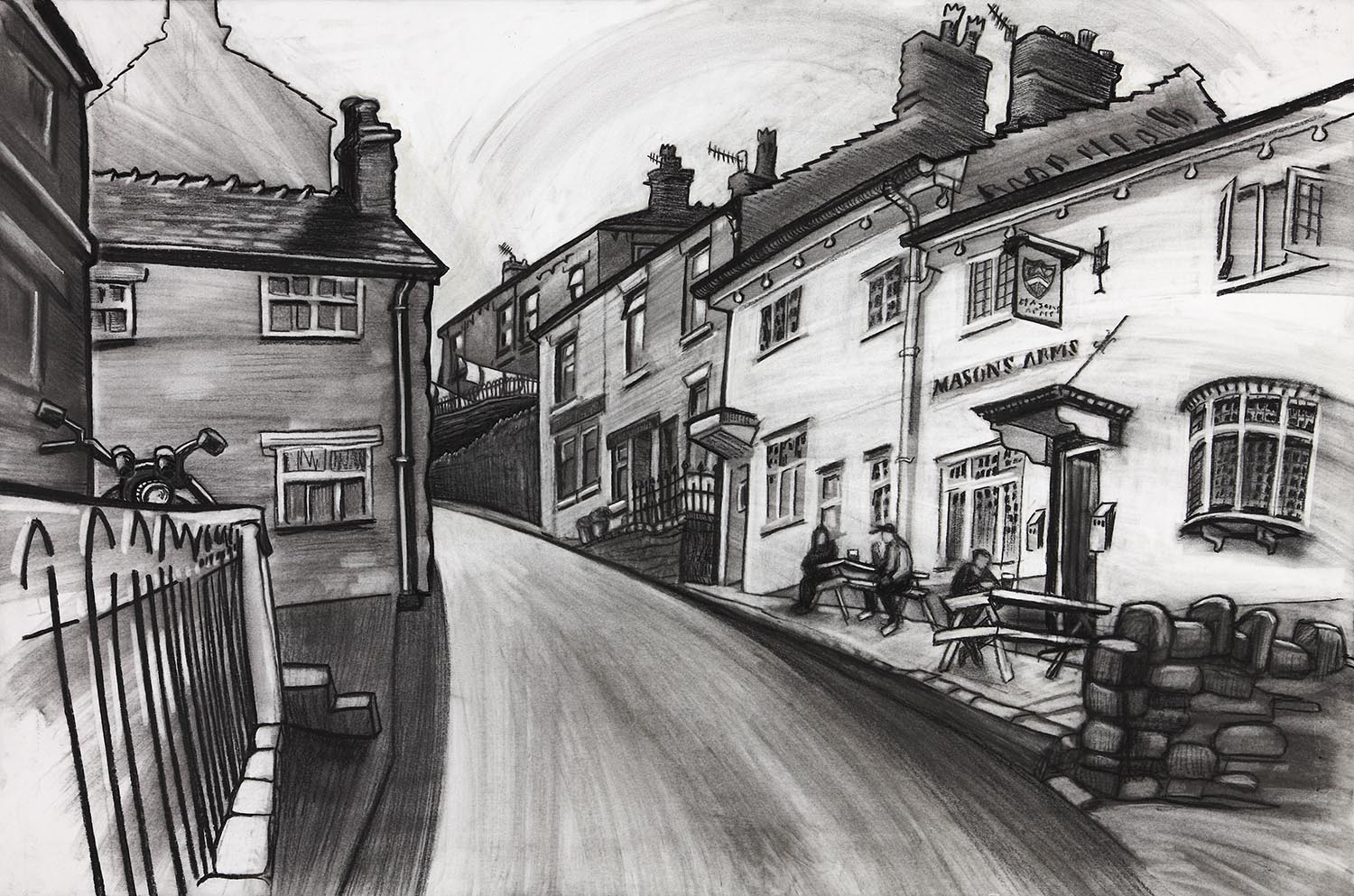 New Mills Town High Street Fine Art Print Clare Allan Art