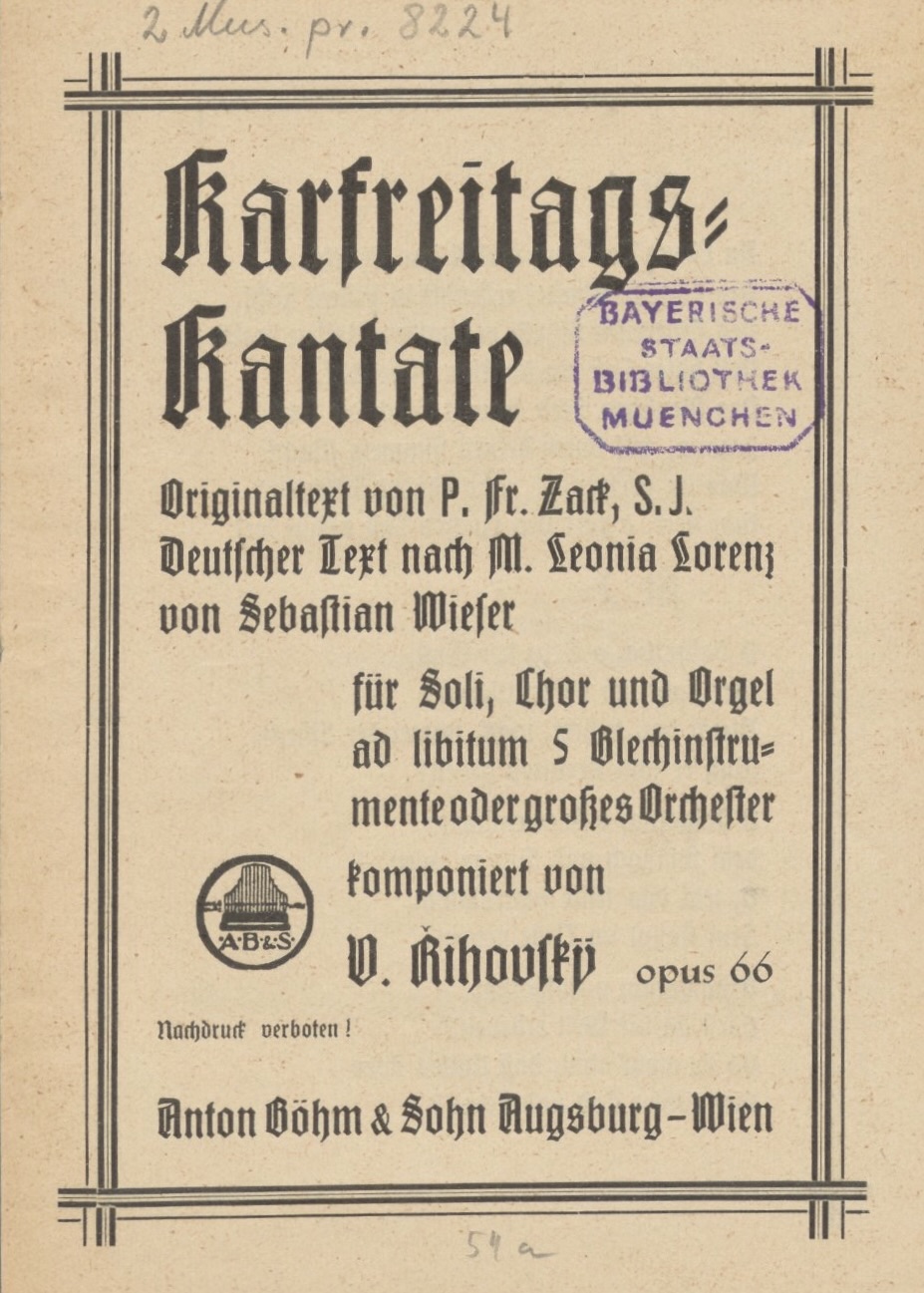 Sr. M. Leonia Lorenz aus Waldsassen als Übersetzerin einer Karfreitagskantate