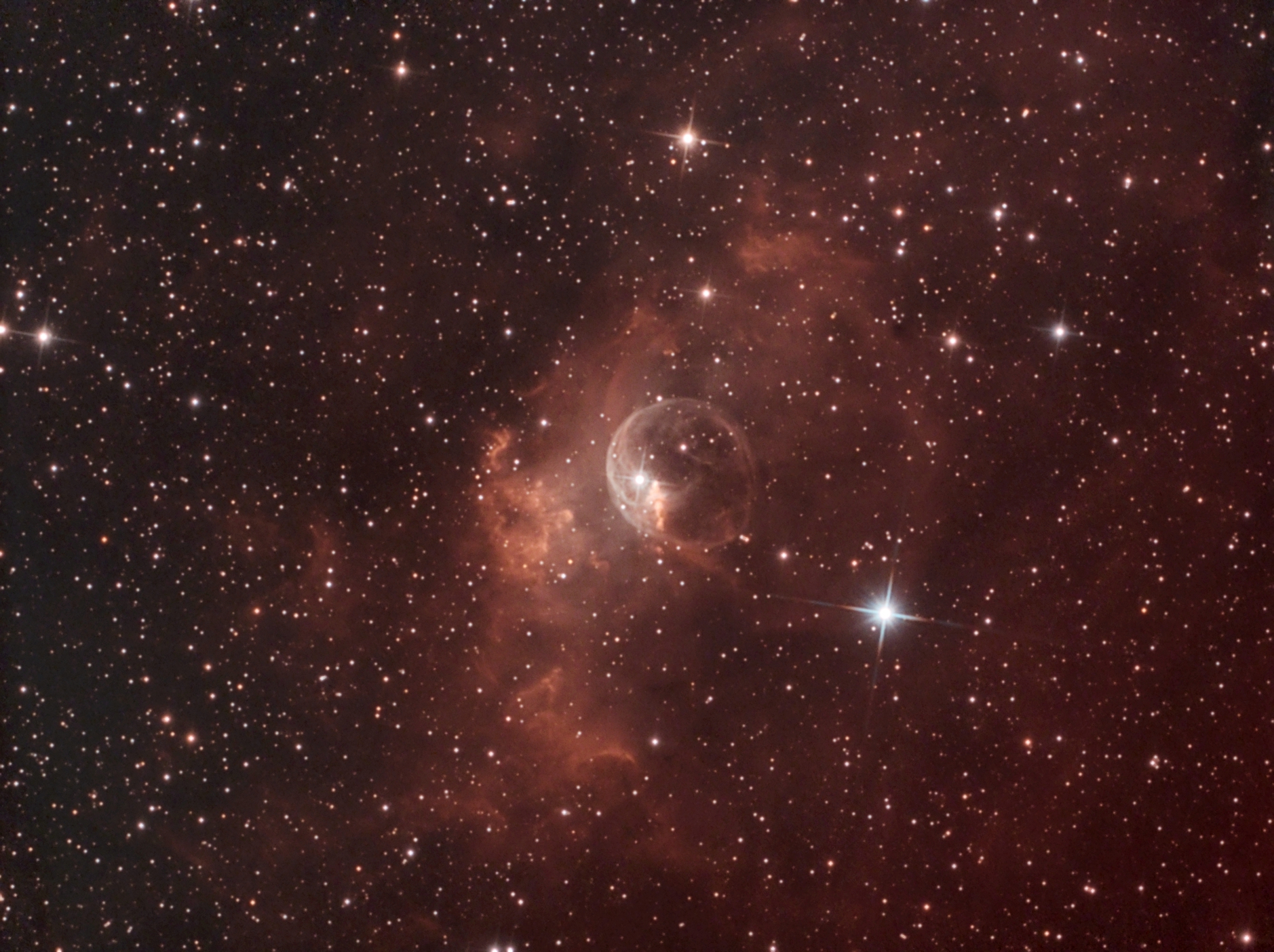 NGC 7635, TS RC8", Astro Physics Reducer, Atik 428color, UHC Filter, UV/IR Filter, 131x300s (Aufnahmen teilweise bei Vollmond entstanden)