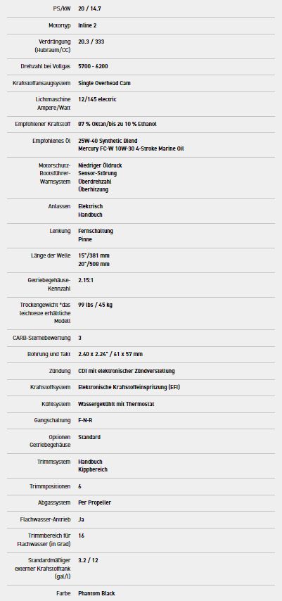 Außenborder F20-EFI-E / Kurzschaft / Elektrostart / inkl