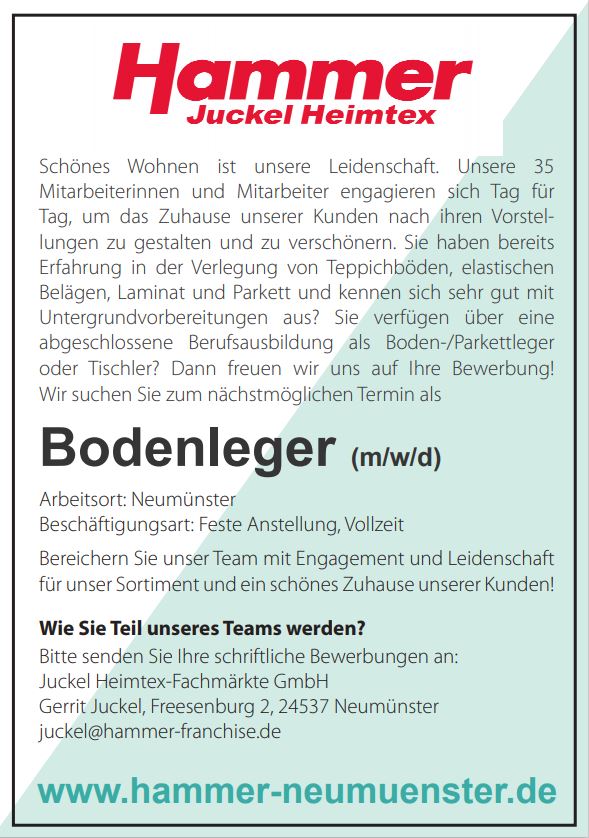 Karriere Juckel Hammer Heimtex Fachmarkte Neumunster