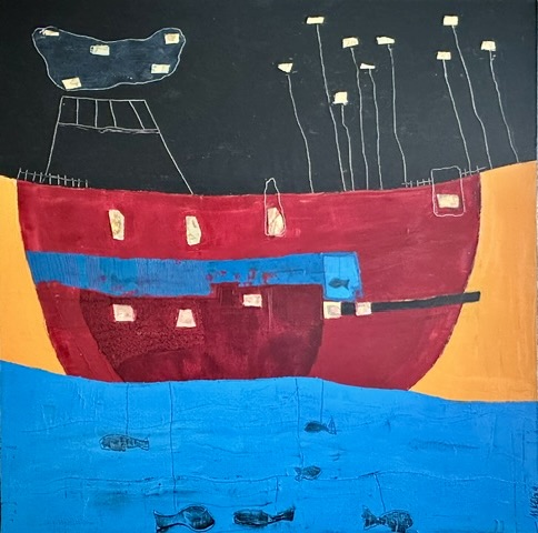 "A jolly good time" oil, gold leaf    Fr. 1200