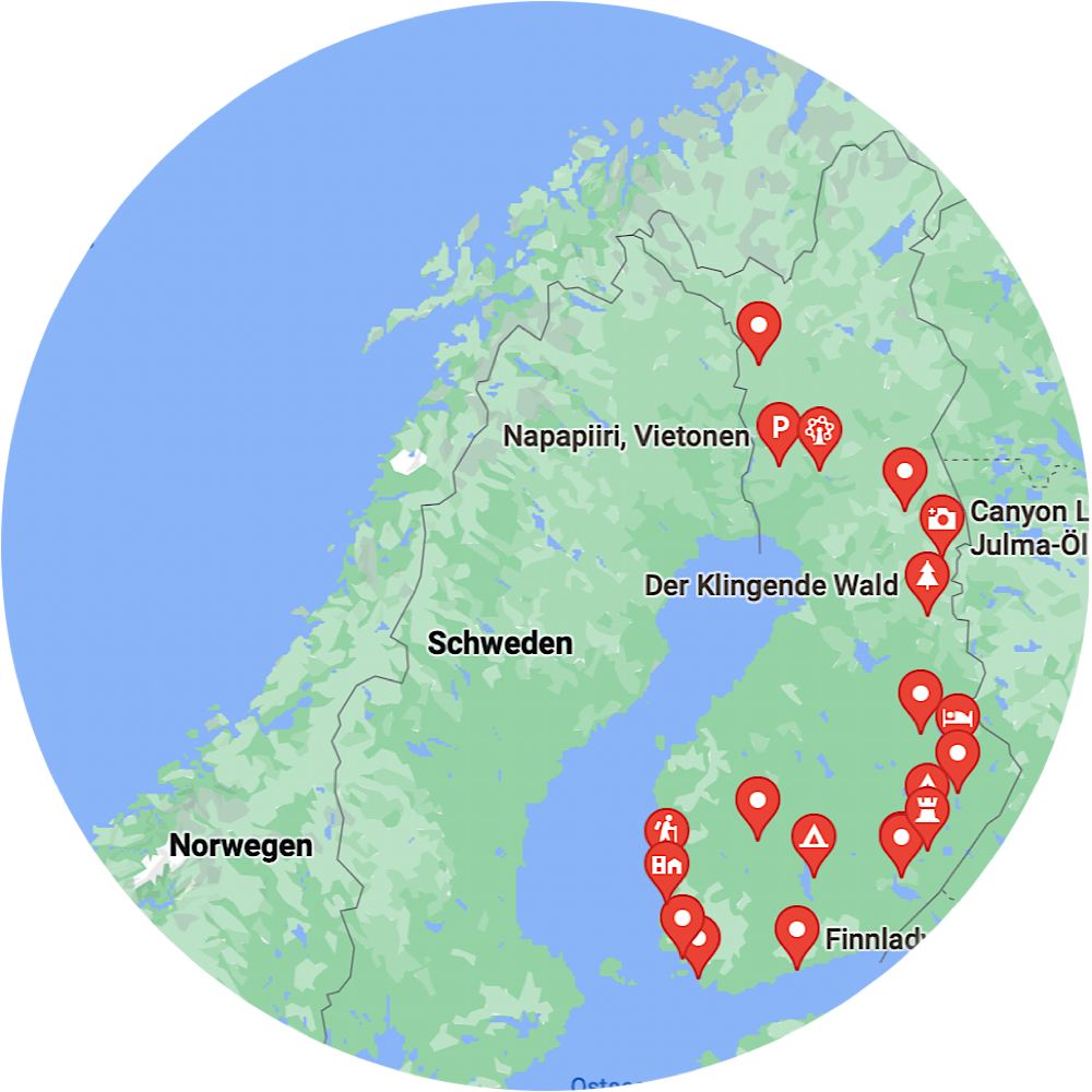 Route durch Finnland