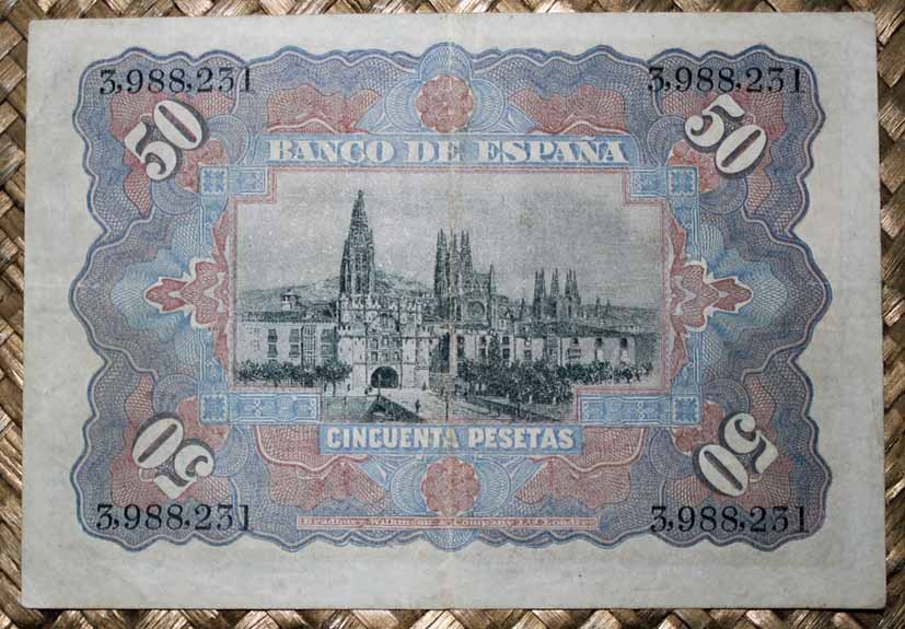 España 50 pesetas 1907 pk.63 reverso