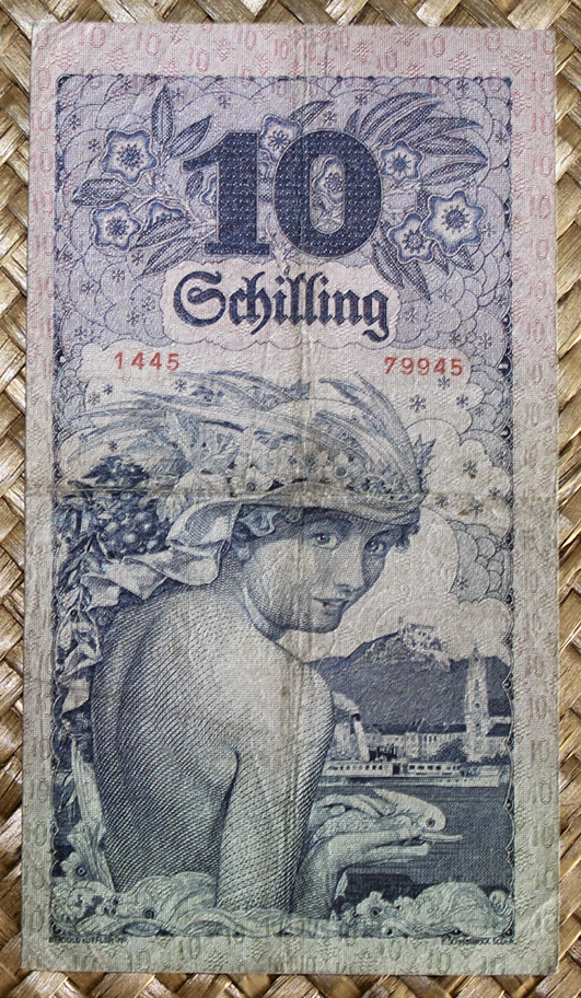 Austria 10 shillings 1927 (70x124mm) pk.94 reverso