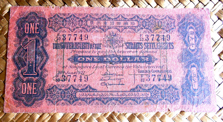 Straits Settlements 1 dolar 1921 anverso