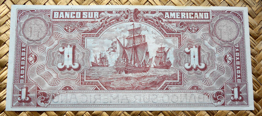 Ecuador 1 sucre 1920 Banco Sur Americano (148x64mm) pk.S251r reverso