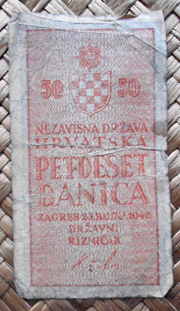 Croacia 50 banicas 1942 (80x44mm) reverso