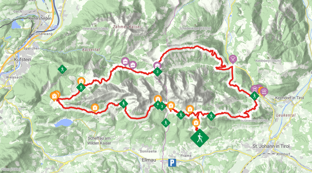 Wilder Kaiser, Kaiserkrone, GPX-Daten, Route, Mehrtagestour, Wandern