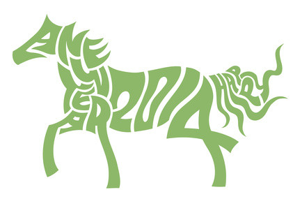 Can you find words "A Happy New Year 2014" in this horse? 馬に文字が隠れています!