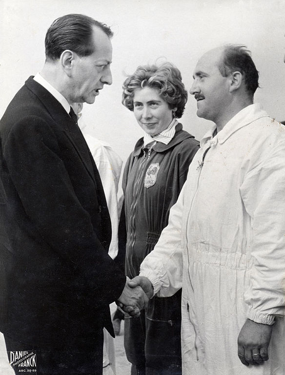 André Malraux, Micheline Violin et Michel Prik, meeting au Bourget le 29 juin 1958