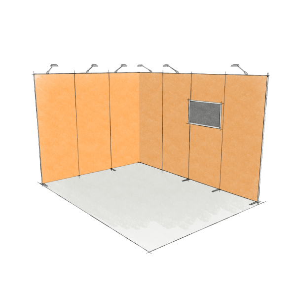 Panoramic-Messestand 12 qm mit TV-Modul