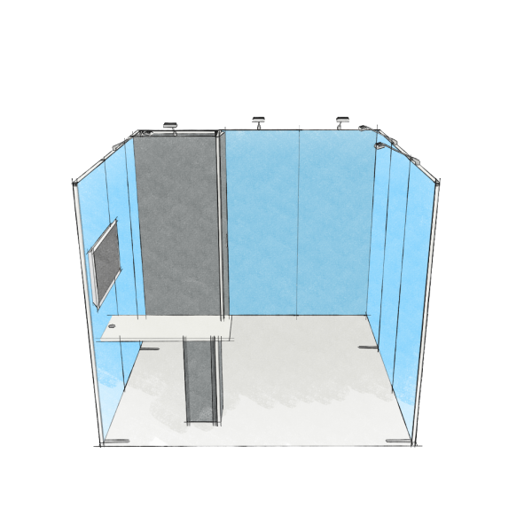 Panoramic-Messestand 9 qm mit Stauraummodul