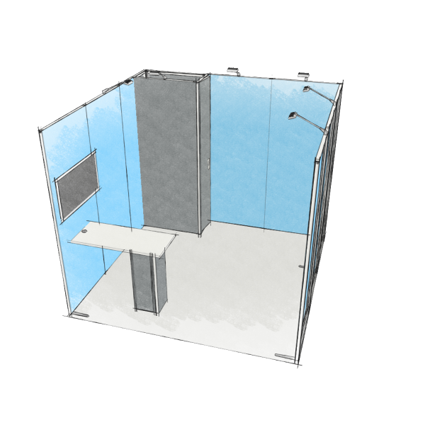 Panoramic-Messestand 9 qm mit Stauraummodul