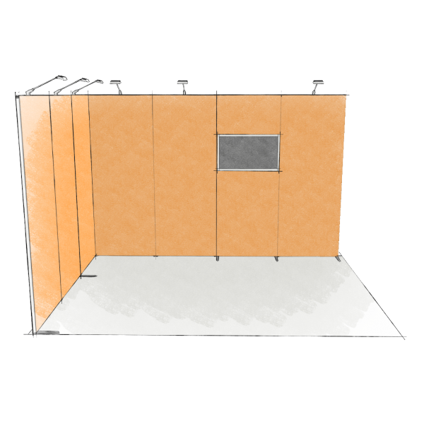 Panoramic-Messestand 12 qm mit TV-Modul