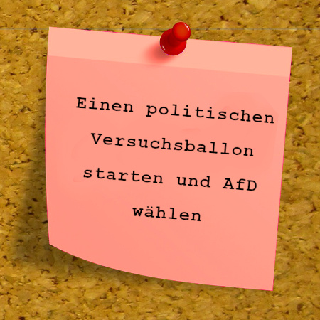Foto:Einen politischen Versuchsballon starten und AfD wählen Einen politischen Versuchsballon starten und AfD wählen  (Quelle: Dirk Wouters auf Pixabay)