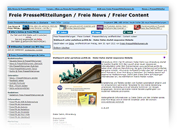 Webscreenshot der Seite FREIE PRESSEMITTEILUNGEN.DE - Weblaunch unter parteilose-politik.de - Dieter Dahm startet responsive Website