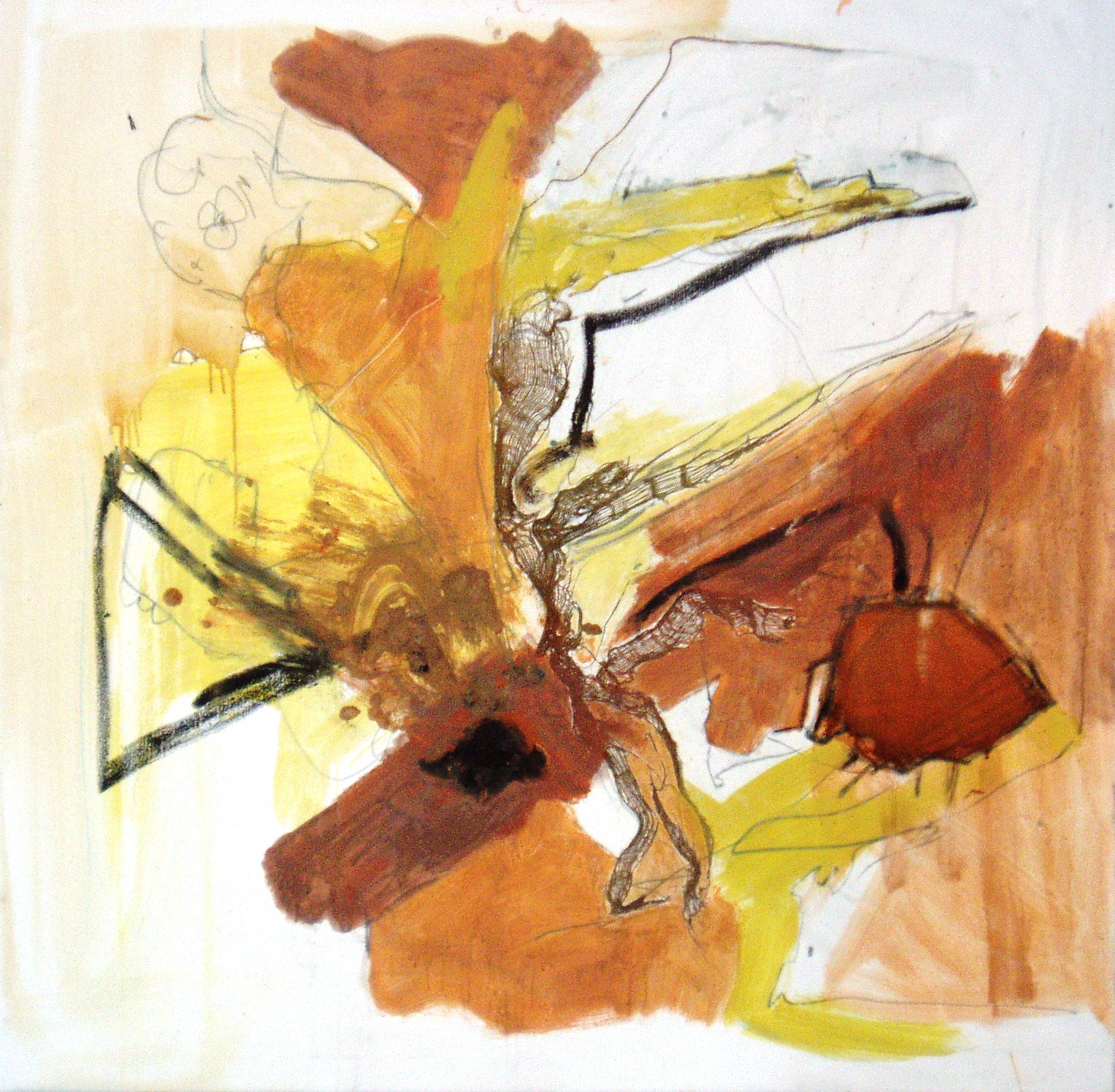 Von hinten gesehen, 2006, 120x120cm, Mischtechnik / Leinwand