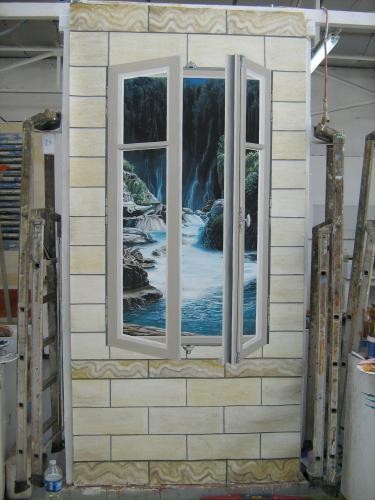 Trompe l'oeil fenêtre et cascade