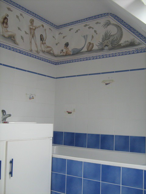 Fresque frise salle de bain termes Romains