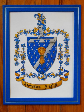Enluminure blason de famille 30x40cm