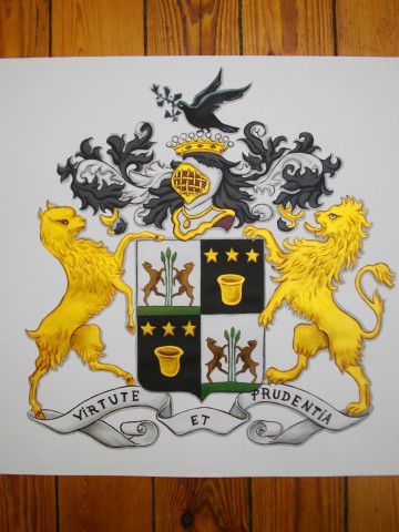 Enluminure blason de famille 40x40cm