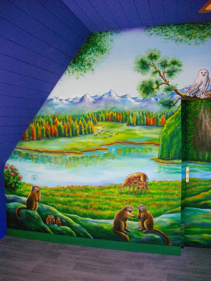 Décor "Petits animaux de la Montagne" 5.50m x 3m