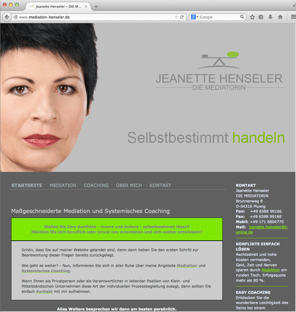 Freiberufler-Website für Jeanette Henseler - REDEN HILFT