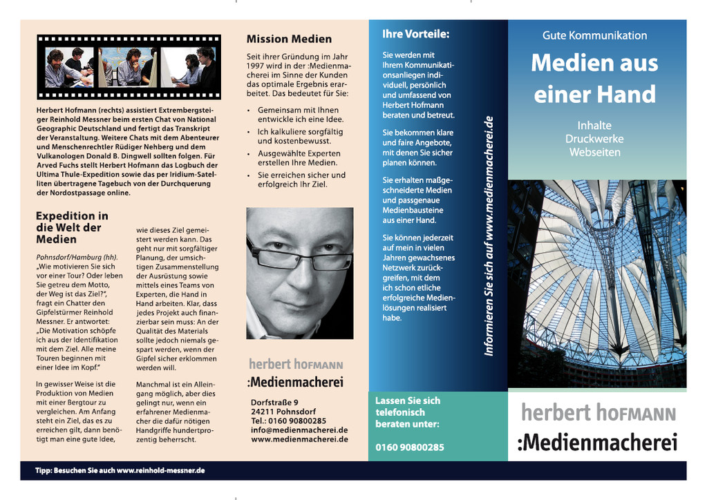 Vorderseite Flyer „Medien aus einer Hand".