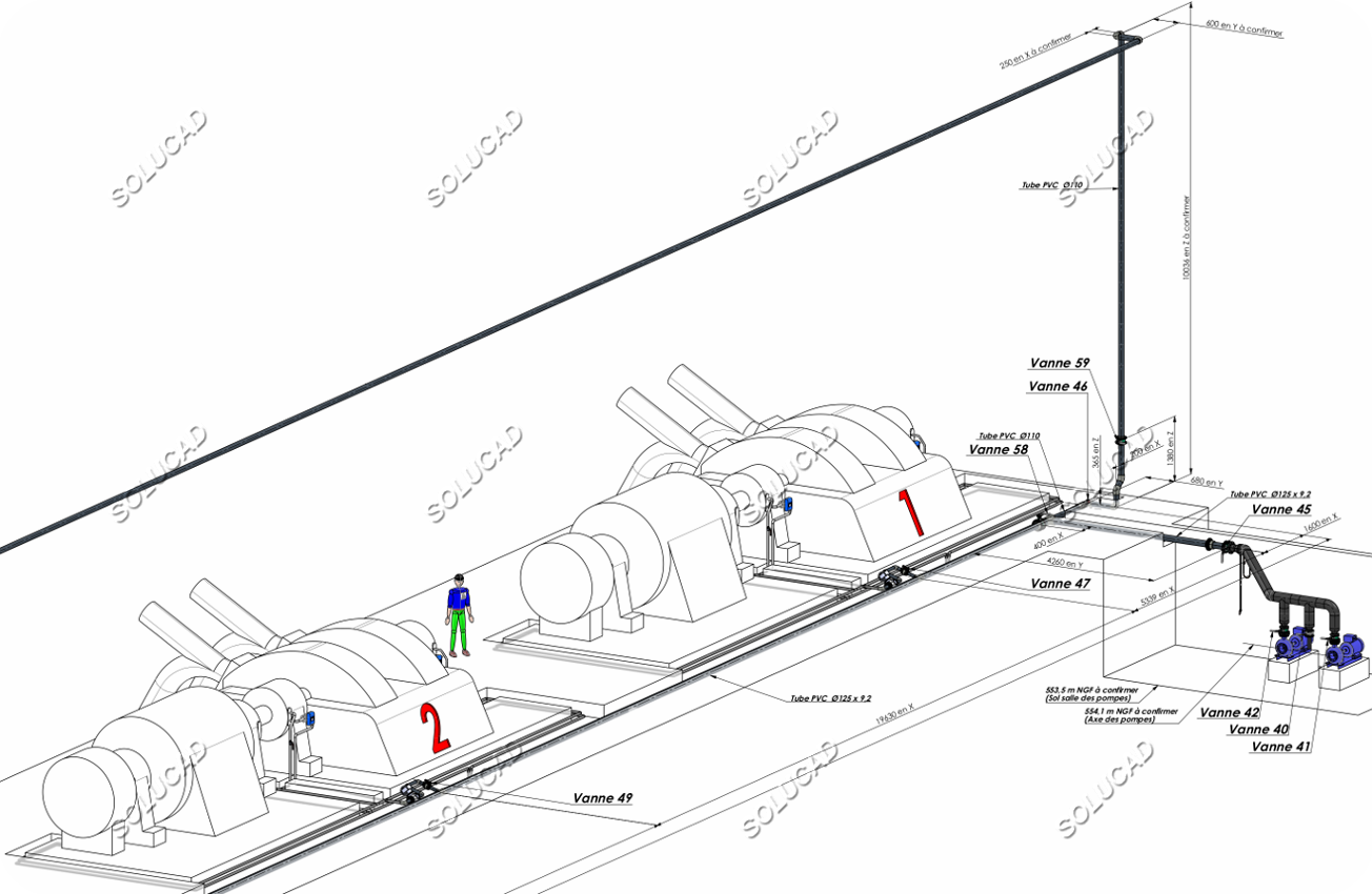 Circuit de réfrigération paliers turbine - Isométrie 3D