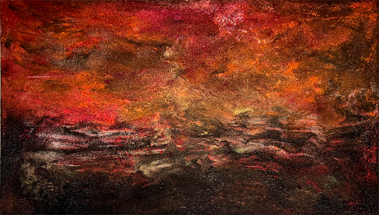 "REIHE ´VISION´ 4" 2023     100 x 180 Acrylfarbe mit Sand auf Leinwand