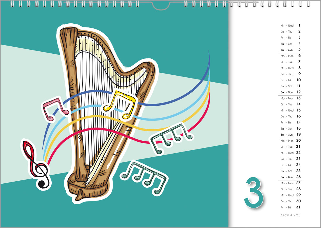 8 Musical Instruments Calendars in the SHOP Bach 4 You