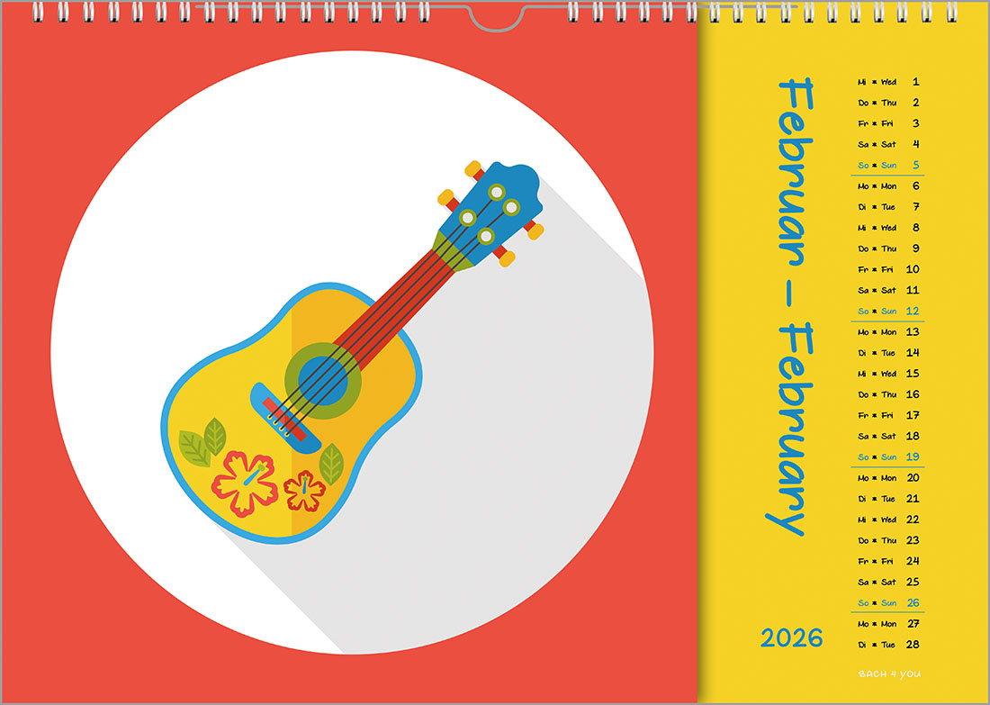 8 Musical Instruments Calendars in the SHOP Bach 4 You