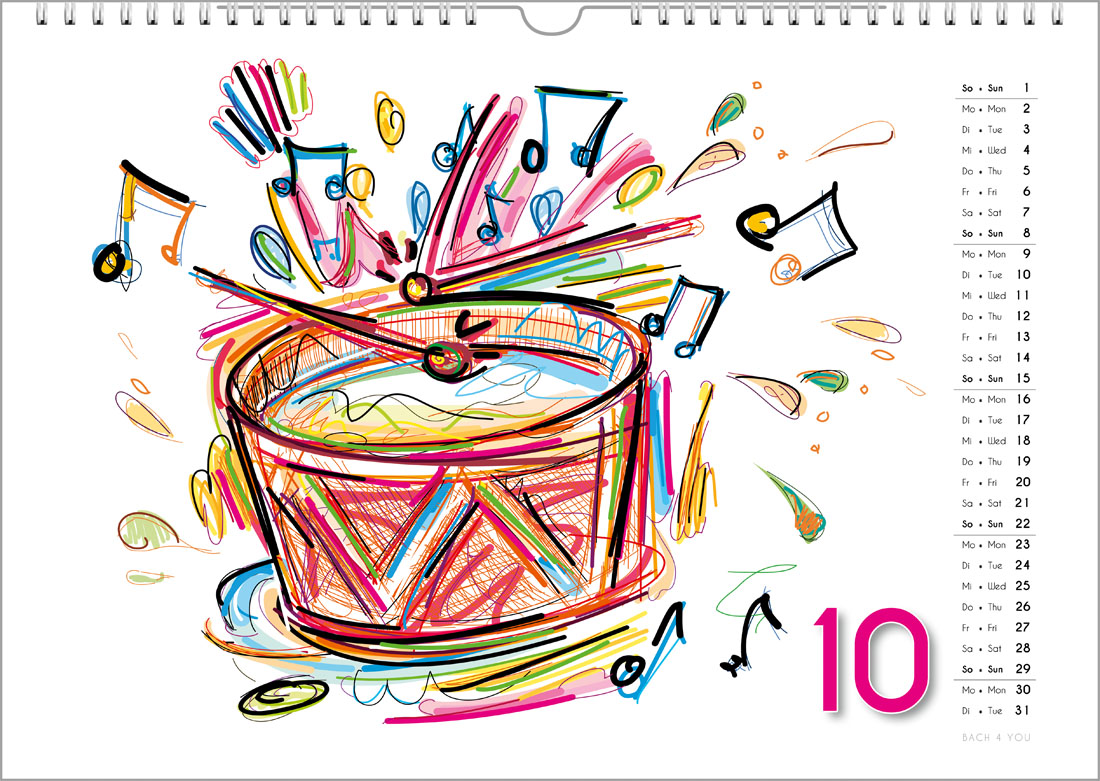 8 Musical Instruments Calendars in the SHOP Bach 4 You