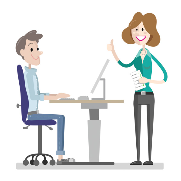 Illustration Gesund arbeiten am PC