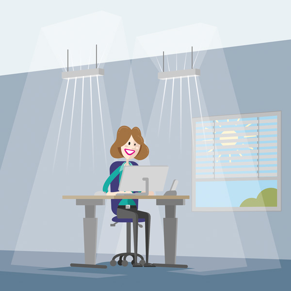 Illustration Die richtige Beleuchtung am Arbeitsplatz