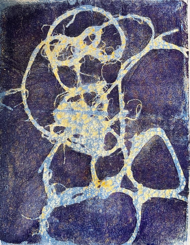 Gelli-Druck auf Teebeutelpapier, 33x25 cm