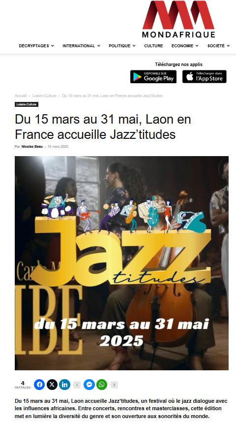 Site web https://mondafrique.com/loisirs-culture/ 15 mars 2025