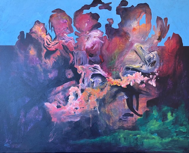 Fleischeslust - Abstrakte ausdrucksstarke Acrylmalerei auf Leinwand