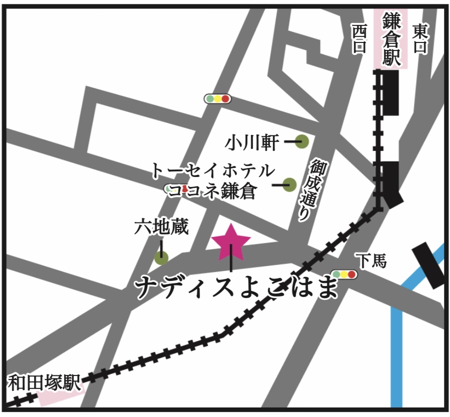 地図：ナディスよこはま　鎌倉店
