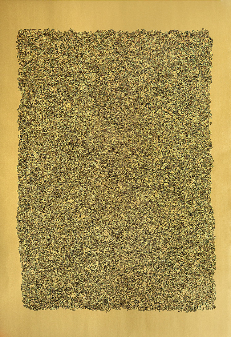 Confinement / 2020/ Feutre sur papier doré