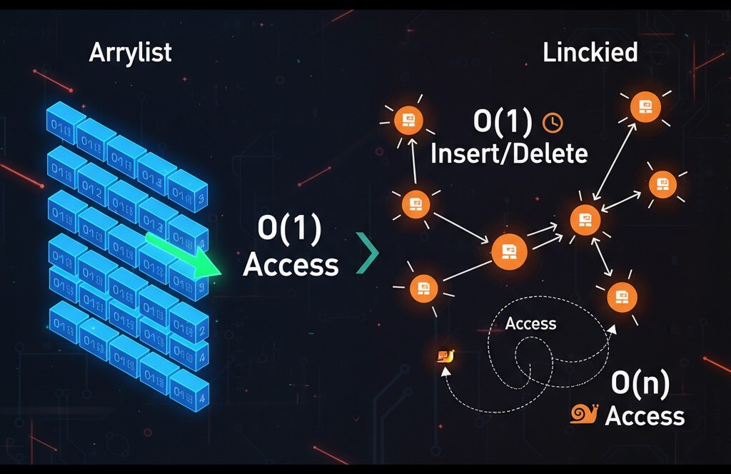 Diferencias  entre ArrayList y LinkedList en Java para examen