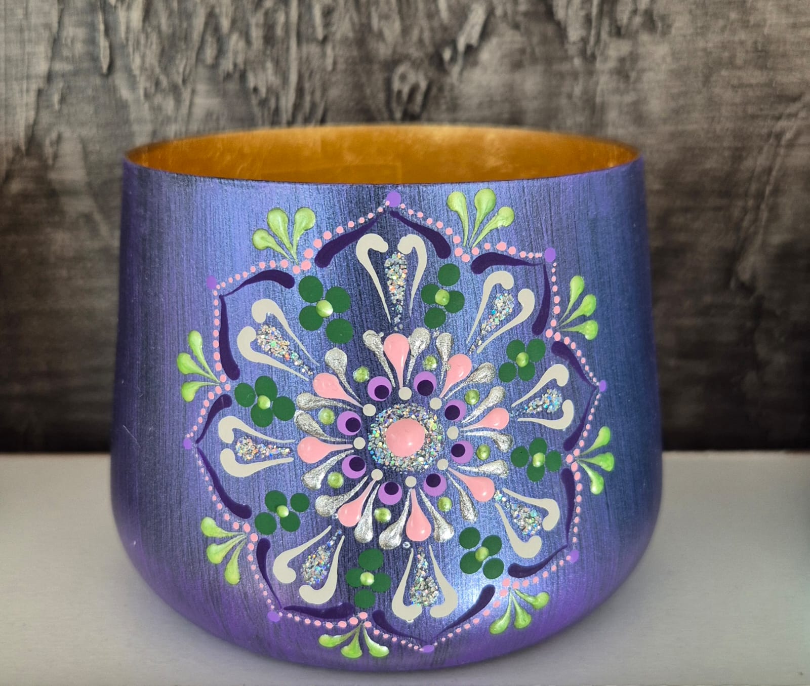 Windlicht #5 (violett/grün/regenbogen)
