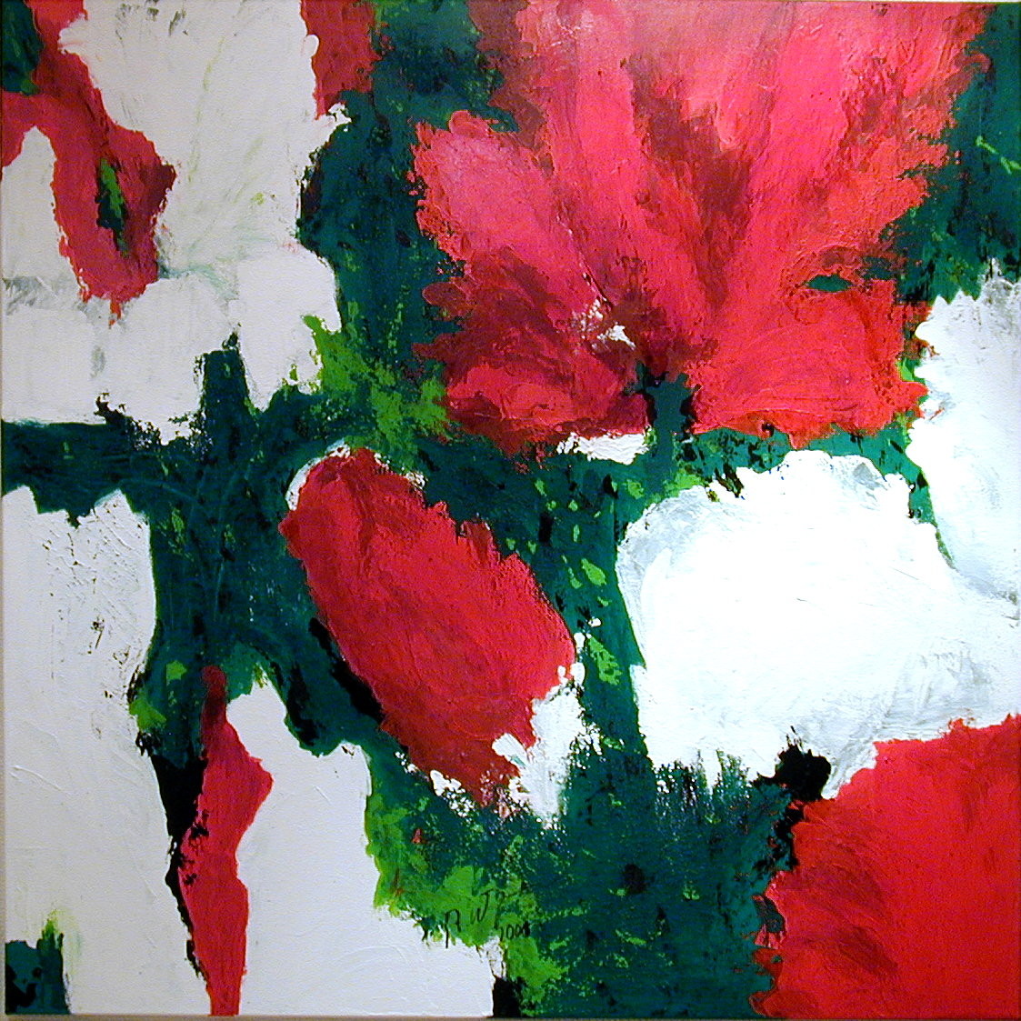 Rot Grün Weiß  |  Acryl auf Leinwand  |  100 x 100  |  1999