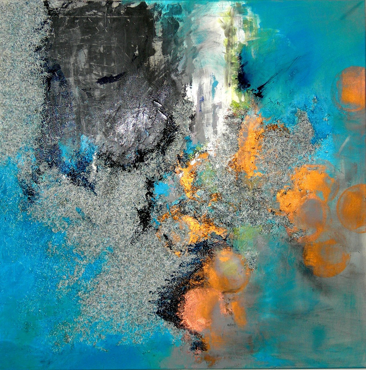 Schnöder Mammon 1  |  120 x 120  |  Acryl auf Leinwand, Collage mit Deutscher Mark  |  2005