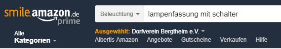 Oben links erscheint das „smile.amazon.de“ Logo und der ausgewählte Verein wird angezeigt. Somit erkennt ihr sofort, ob ihr Richtig seid!