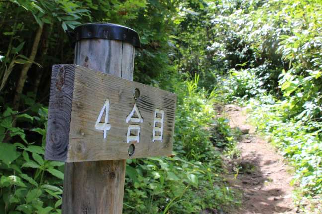 岩内岳登山道4合目の標識