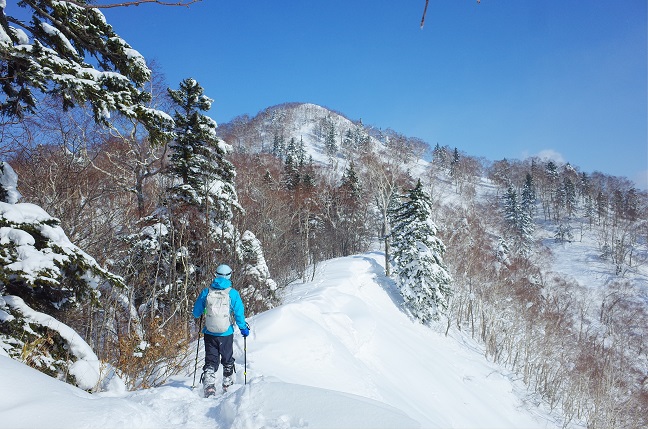 百松沢山・烏帽子岳の雪山ハイク｜平和霊園からスノーシューで（2月中旬）